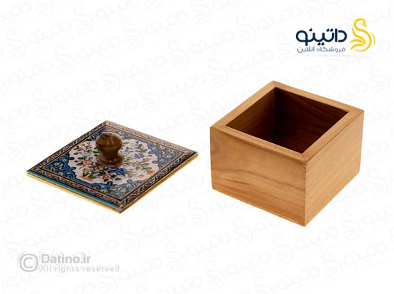 عکس قندان چوب و رزین طرح کاشی بوته گل رنگارنگ 21124 - انواع مدل قندان چوب و رزین طرح کاشی بوته گل رنگارنگ 21124