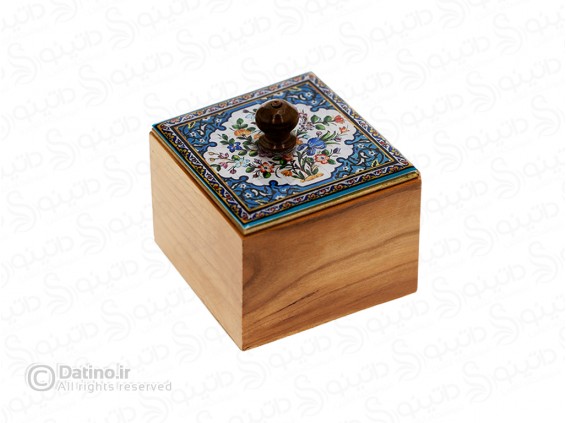 عکس قندان چوب و رزین طرح کاشی بوته گل رنگارنگ 21124 - انواع مدل قندان چوب و رزین طرح کاشی بوته گل رنگارنگ 21124