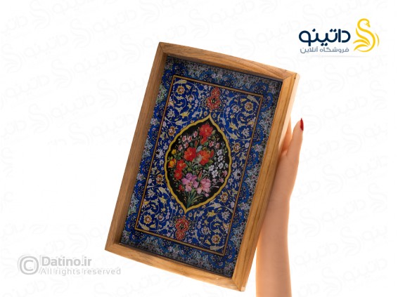 عکس سینی چوب و رزین مدرن طرح باغ گل و پرنده اسلیمی ایرانی 21133 - انواع مدل سینی چوب و رزین مدرن طرح باغ گل و پرنده اسلیمی ایرانی 21133
