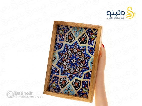 عکس ست سینی و قندان چوب و رزین طرح نقش و نگار کاشی کاری ایرانی 21138 - انواع مدل ست سینی و قندان چوب و رزین طرح نقش و نگار کاشی کاری ایرانی 21138