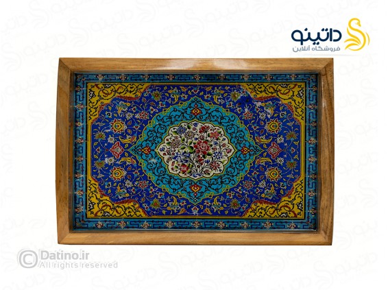 عکس ست سینی و قندان چوب و رزین طرح نگارخانه ایران 21140 - انواع مدل ست سینی و قندان چوب و رزین طرح نگارخانه ایران 21140