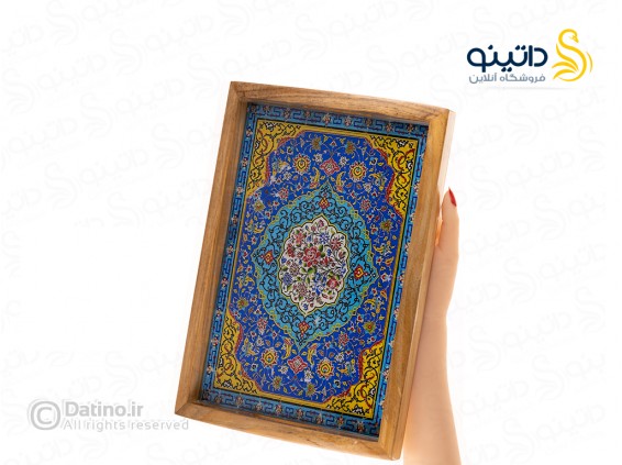 عکس ست سینی و قندان چوب و رزین طرح نگارخانه ایران 21140 - انواع مدل ست سینی و قندان چوب و رزین طرح نگارخانه ایران 21140