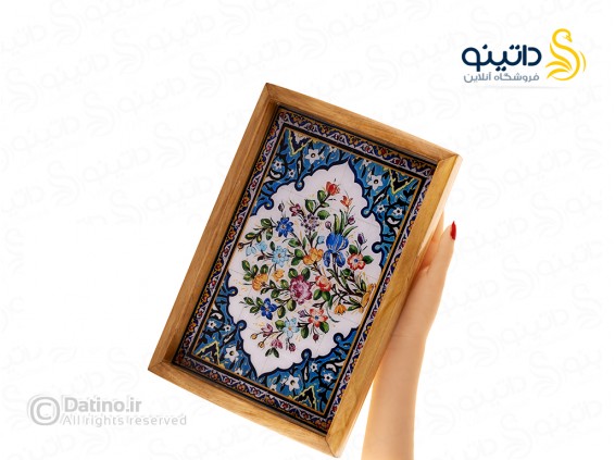 عکس ست سینی و قندان چوب و رزین طرح بهشت برین 21142 - انواع مدل ست سینی و قندان چوب و رزین طرح بهشت برین 21142