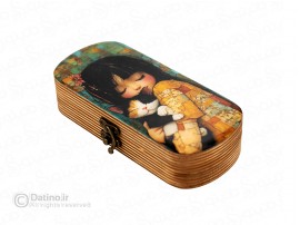 جعبه چوبی رزین طرح دخترک مهربان و بچه گربه 21178