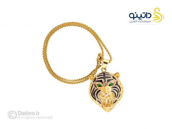 عکس گردنبند مردانه طرح غرش ببر نگین دار 21248 - انواع مدل گردنبند مردانه طرح غرش ببر نگین دار 21248
