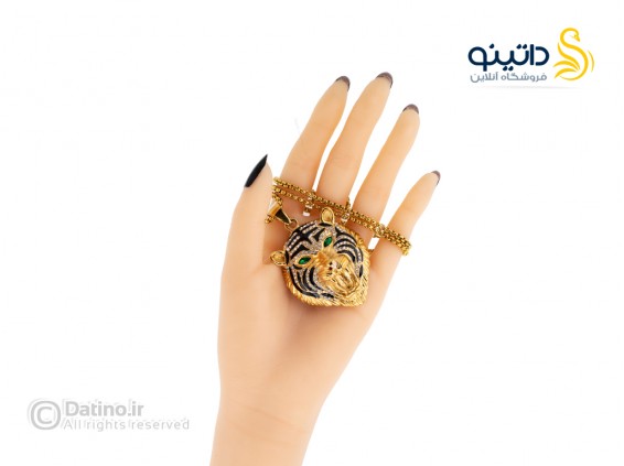 عکس گردنبند مردانه طرح غرش ببر نگین دار 21248 - انواع مدل گردنبند مردانه طرح غرش ببر نگین دار 21248