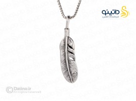 گردنبند مردانه طرح پر اصیل سرخپوستی نگین فیروزه 21249