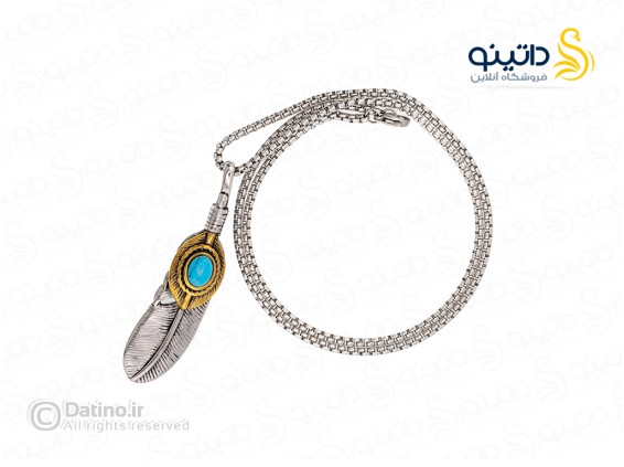 عکس گردنبند مردانه طرح پر اصیل سرخپوستی نگین فیروزه 21249 - انواع مدل گردنبند مردانه طرح پر اصیل سرخپوستی نگین فیروزه 21249