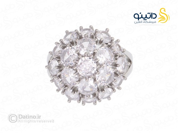 عکس انگشتر زنانه طرح گل نگین مدور 21294 - انواع مدل انگشتر زنانه طرح گل نگین مدور 21294