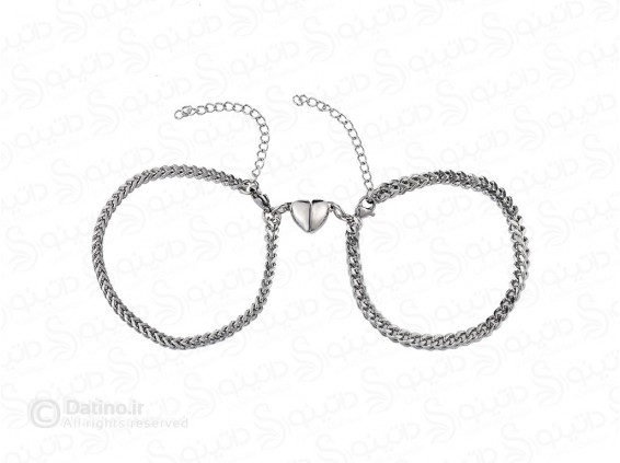 عکس دستبند جفت مگنتی طرح قلب استیل 12285 - انواع مدل دستبند جفت مگنتی طرح قلب استیل 12285