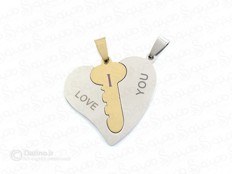 عکس گردنبند جفت طرح قلب قفل و کلید 12294 - انواع مدل گردنبند جفت طرح قلب قفل و کلید 12294