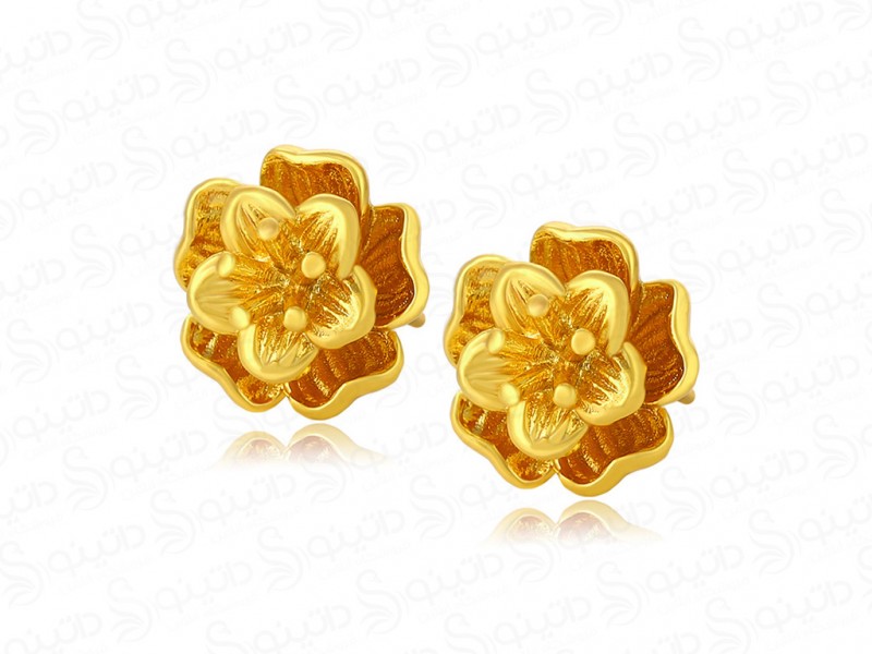 عکس گوشواره زنانه ژوپینگ طرح گل طلایی 14267 - انواع مدل گوشواره زنانه ژوپینگ طرح گل طلایی 14267