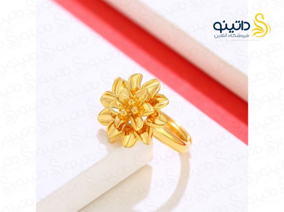 عکس انگشتر زنانه ژوپینگ طرح گل طلایی 14268 - انواع مدل انگشتر زنانه ژوپینگ طرح گل طلایی 14268