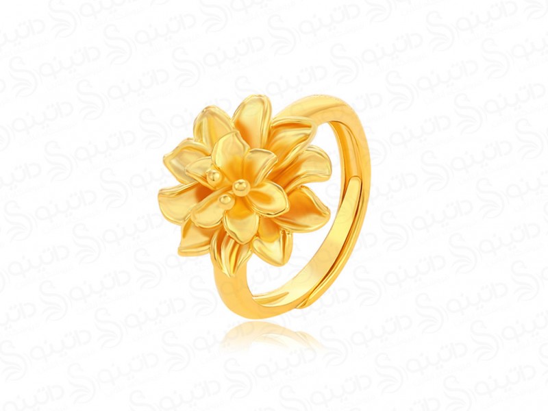 عکس انگشتر زنانه ژوپینگ طرح گل طلایی 14268 - انواع مدل انگشتر زنانه ژوپینگ طرح گل طلایی 14268
