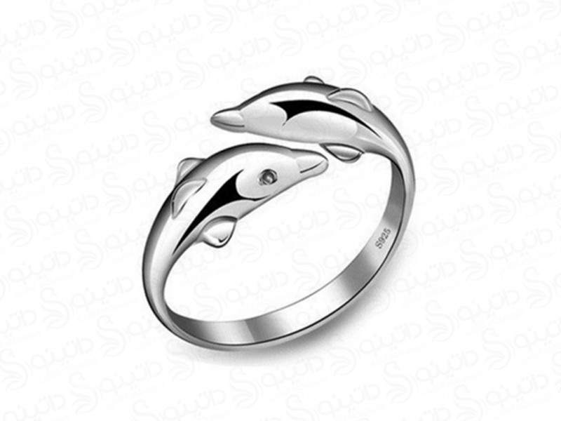 عکس انگشتر زنانه طرح دو دلفین 14393 - انواع مدل انگشتر زنانه طرح دو دلفین 14393