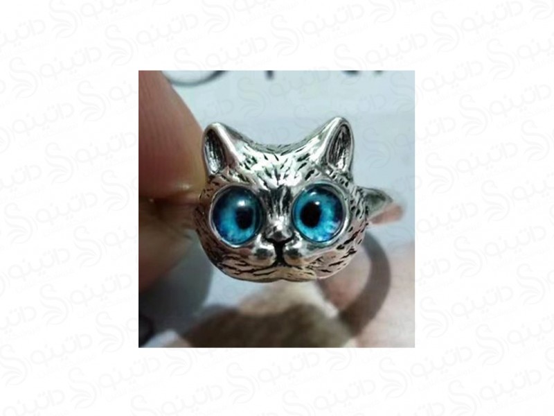عکس انگشتر زنانه طرح گربه چشم آبی 16068 - انواع مدل انگشتر زنانه طرح گربه چشم آبی 16068