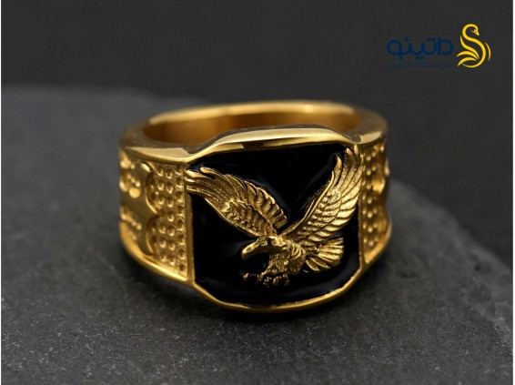 عکس انگشتر مردانه عقاب طلایی 16504 - انواع مدل انگشتر مردانه عقاب طلایی 16504