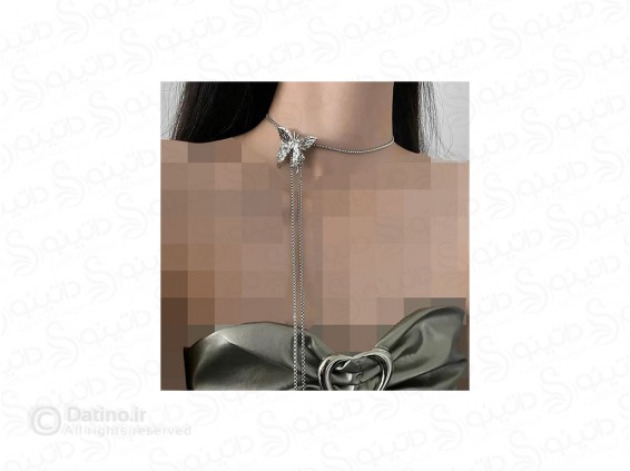 عکس گردنبند زنجیر زنانه طرح پروانه نقره ای 18474 - انواع مدل گردنبند زنجیر زنانه طرح پروانه نقره ای 18474