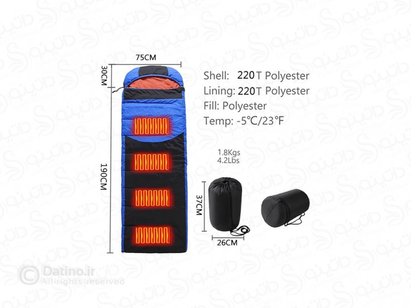 عکس کیسه خواب گرمکن دار هوشمند پنبه ای USB دار 220 در 75 سانتی 19210 - انواع مدل کیسه خواب گرمکن دار هوشمند پنبه ای USB دار 220 در 75 سانتی 19210
