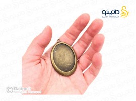 قاب گردن آویز طرح ساده بیضی زرد قلم 19726