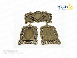 قاب گردن آویز مربعی طرح دار زرد قلم 19734