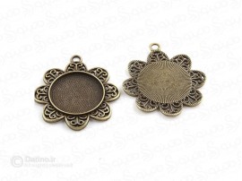 قاب گردنبند طرح گل دالبر دایره ای برنزی 19745