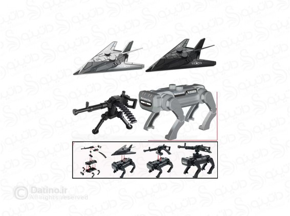 عکس مینی فیگور ربات سگ و تجهیزات جنگ جهانی مجموعه 4 عددی 19793 - انواع مدل مینی فیگور ربات سگ و تجهیزات جنگ جهانی مجموعه 4 عددی 19793