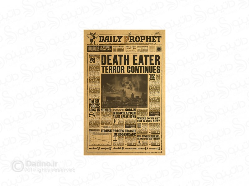 عکس پوستر روزنامه دیلی پرافت طرح ترور مرگ خواران فیلم هری پاتر 19910 - انواع مدل پوستر روزنامه دیلی پرافت طرح ترور مرگ خواران فیلم هری پاتر 19910