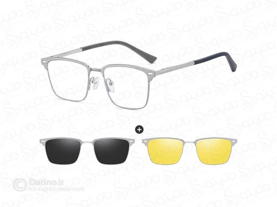 عکس فریم عینک اسپرت طبی مگنتی آفتابی پلاریزه بسته 2 لنز طرح لوکس نقره ای 20182 - انواع مدل فریم عینک اسپرت طبی مگنتی آفتابی پلاریزه بسته 2 لنز طرح لوکس نقره ای 20182