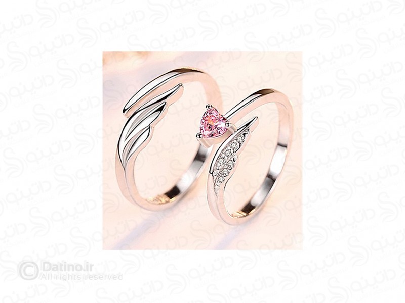 عکس حلقه جفت نامزدی لوکس طرح پرواز نگین دار 20287 - انواع مدل حلقه جفت نامزدی لوکس طرح پرواز نگین دار 20287