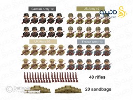 مینی فیگور سرباز جنگ جهانی و تجهیزات مجموعه ترکیبی EZ100