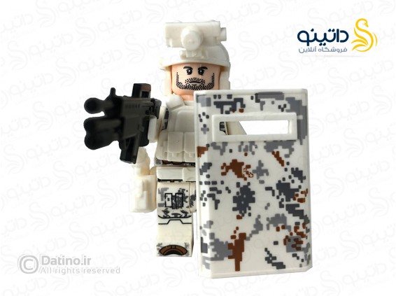 عکس مینی فیگور سرباز نیروی ویژه با لباس استتار برفی و سپر و سلاح QA30 - انواع مدل مینی فیگور سرباز نیروی ویژه با لباس استتار برفی و سپر و سلاح QA30
