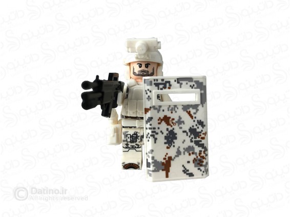 عکس مینی فیگور سرباز نیروی ویژه با لباس استتار برفی و سپر و سلاح QA30 - انواع مدل مینی فیگور سرباز نیروی ویژه با لباس استتار برفی و سپر و سلاح QA30