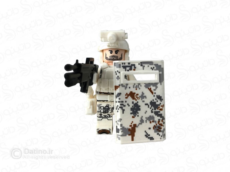 عکس مینی فیگور سرباز نیروی ویژه با لباس استتار برفی و سپر و سلاح QA30 - انواع مدل مینی فیگور سرباز نیروی ویژه با لباس استتار برفی و سپر و سلاح QA30