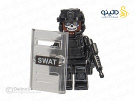 مینی فیگور سرباز نیروی ویژه با ماسک اسکلت خندان و سپر و سلاح QA8