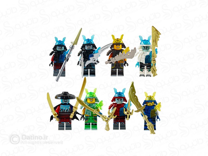 عکس مینی فیگور طرح نینجاگو با شمشیر و نیزه مجموعه 8 عددی WJ1141 - انواع مدل مینی فیگور طرح نینجاگو با شمشیر و نیزه مجموعه 8 عددی WJ1141