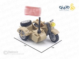 لگو ماکت موتور سه چرخ نظامی جنگ جهانی با پرچم چهار کشور 20419