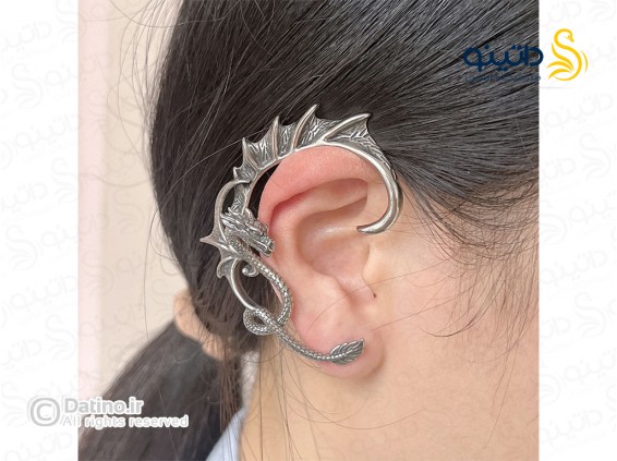 عکس گوشواره تک استیل طرح اژدها 20627 - انواع مدل گوشواره تک استیل طرح اژدها 20627