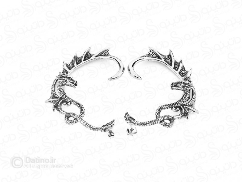 عکس گوشواره تک استیل طرح اژدها 20627 - انواع مدل گوشواره تک استیل طرح اژدها 20627