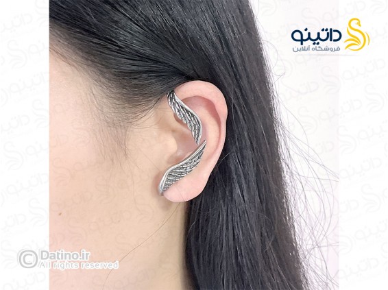عکس گوشواره تک استیل طرح بال فرشته کلاسیک 20628 - انواع مدل گوشواره تک استیل طرح بال فرشته کلاسیک 20628