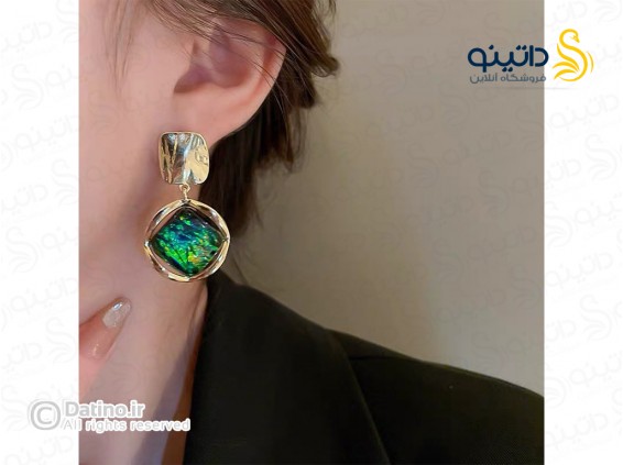 عکس گوشواره زنانه طرح زمردین ابر و بادی 20653 - انواع مدل گوشواره زنانه طرح زمردین ابر و بادی 20653