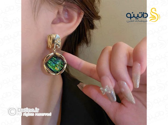 عکس گوشواره زنانه طرح زمردین ابر و بادی 20653 - انواع مدل گوشواره زنانه طرح زمردین ابر و بادی 20653