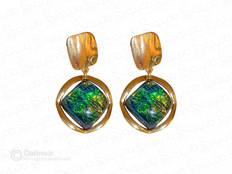 عکس گوشواره زنانه طرح زمردین ابر و بادی 20653 - انواع مدل گوشواره زنانه طرح زمردین ابر و بادی 20653