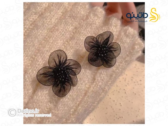 عکس گوشواره زنانه طرح گل توری 20654 - انواع مدل گوشواره زنانه طرح گل توری 20654