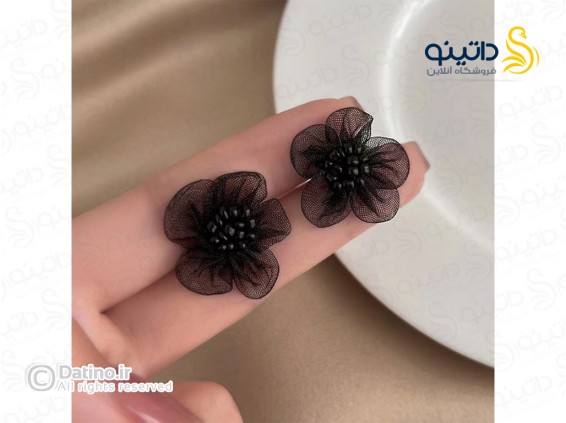 عکس گوشواره زنانه طرح گل توری 20654 - انواع مدل گوشواره زنانه طرح گل توری 20654