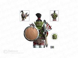 مینی فیگور طرح سرباز ارک خشمگین با سپر طرح چوبی و تبر وارکرافت dt022