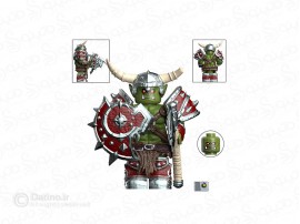 مینی فیگور طرح سرباز ارک عصبانی با کلاهخود شاخ دار و تبر وارکرافت dt023