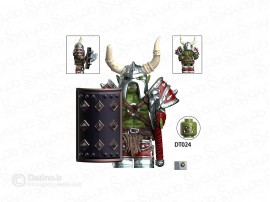 مینی فیگور طرح سرباز ارک عضلانی با کلاهخود و سپر محافظ و تبر وارکرافت dt024