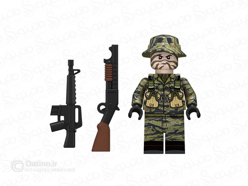 عکس مینی فیگور طرح سرباز ویژه آمریکایی با لباس استتار و دو سلاح N701 - انواع مدل مینی فیگور طرح سرباز ویژه آمریکایی با لباس استتار و دو سلاح N701