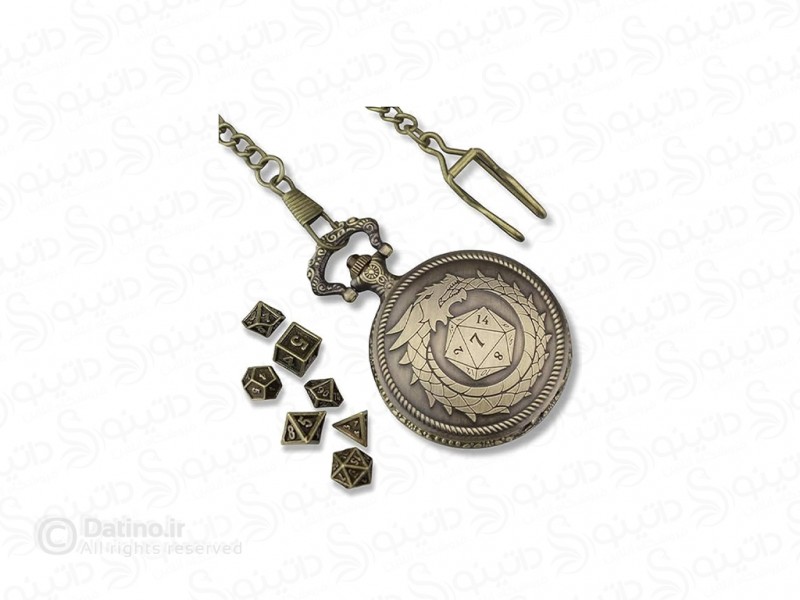 عکس گردنبند جیبی ست تاس فلزی طرح اژدهای برنزی 21017 - انواع مدل گردنبند جیبی ست تاس فلزی طرح اژدهای برنزی 21017